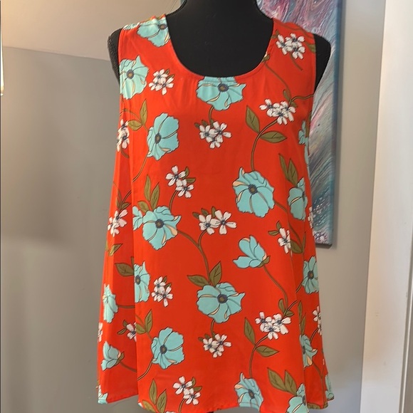 Anthropologie W5 Red Floral Tank Top - Picture 1 of 4